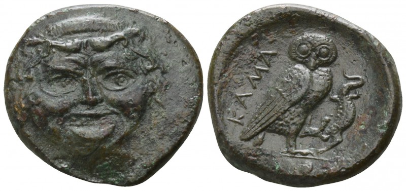 Sicily. Kamarina circa 425-405 BC.
Tetras AE

17mm., 4,17g.

Gorgoneion / K...