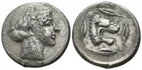 Sicily. Leontinoi circa 450-440 BC. Tetradrachm AR