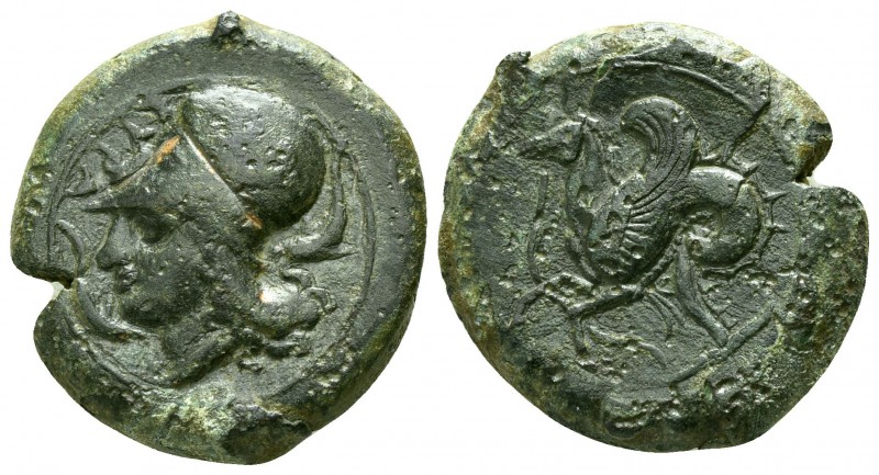 Sicily. Syracuse. Dionysios I. 405-367 BC.
Litra Æ

20mm., 9,49g.

Helmeted...