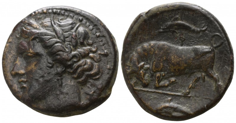 Sicily. Syracuse. Agathokles 317-289 BC.
Hemilitron Æ

19mm., 6,30g.

Wreat...
