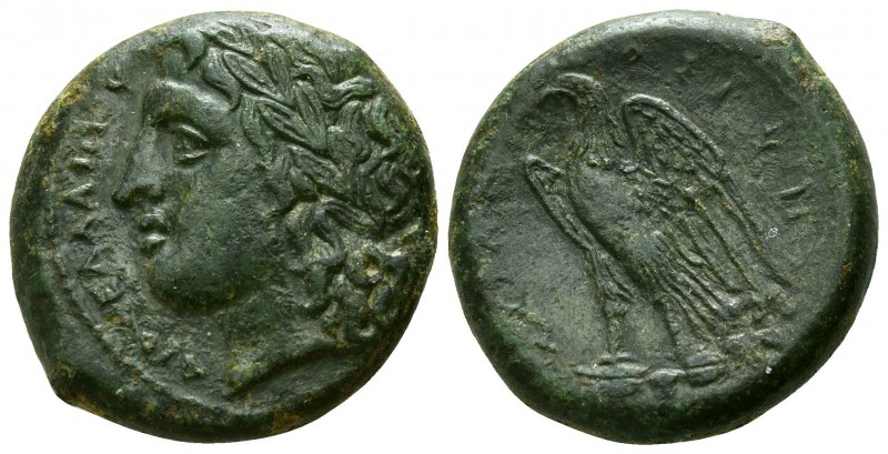 Sicily. Syracuse. Hiketas 287-278 BC.
Bronze Æ

23mm., 11,55g.

Laureate he...