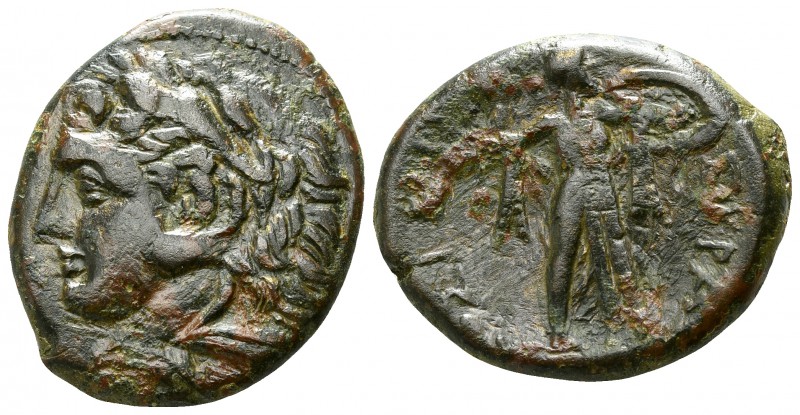Sicily. Syracuse. Pyrrhos 278-276 BC.
Bronze Æ

22mm., 10,05g.

Head of Her...