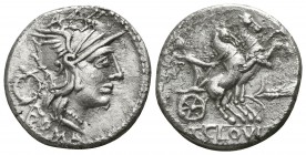 T. Cloelius. 128 BC. Rome. Denar AR