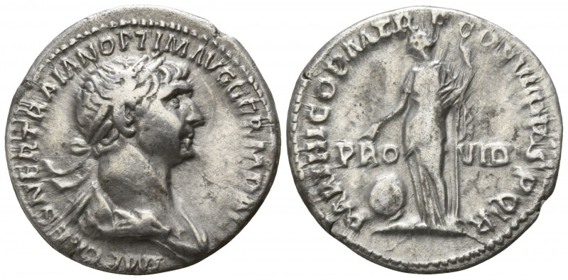 Trajan AD 98-117. Rome
Denar AR

18mm., 2,87g.

IMP CAES NER TRAIAN OPTIM A...