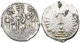 Heraclius, with Heraclius Constantine and Heraclonas  AD 610-641. Constantinople. Hexagram AR
