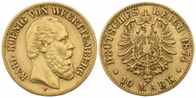 Germany. Würtemberg. Karl AD 1864-1891. AV 10 Mark