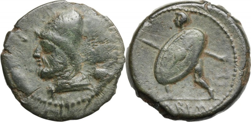 Greek Italy. North-eastern Italy, Ariminum. AE Obol or Quartuncia, 268-240 BC. H...
