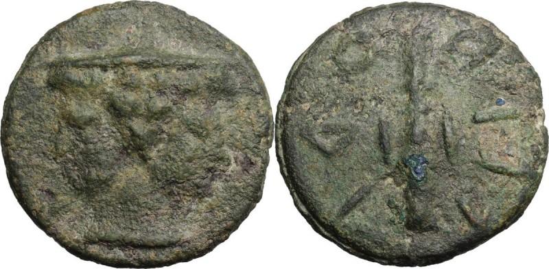Greek Italy. Etruria, Volaterrae. Club series. AE Cast Dupondius, 3rd century BC...