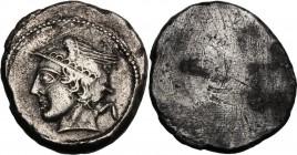 Greek Italy. Etruria, Populonia. AR 5-Units, 4th century BC. Head of Turms left, wearing winged petasus; behind, V. / Blank. Vecchi EC I, 12; HN Italy...