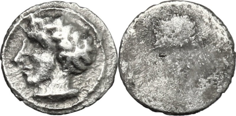 Greek Italy. Etruria, Populonia. AR As (Libella), 3rd century BC. Male head left...