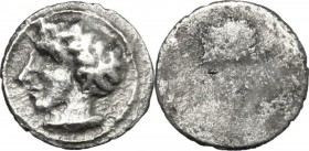 Greek Italy. Etruria, Populonia. AR As (Libella), 3rd century BC. Male head left; behind, [I]. Linear border. / Blank. Vecchi EC I, 107.8 (O7); HN Ita...