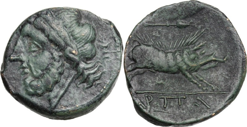 Greek Italy. Northern Apulia, Arpi. AE 21 mm c. 325-275 BC. Laureate head of Zeu...