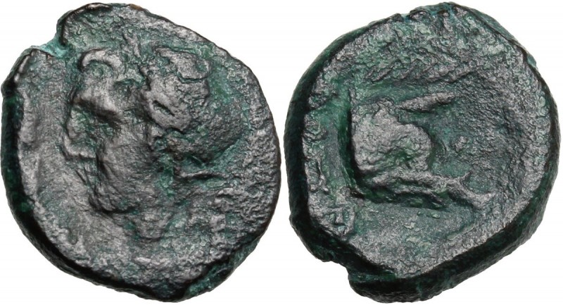 Greek Italy. Northern Apulia, Arpi. AE 12 mm. c. 325-275 BC. Laureate head of Ap...
