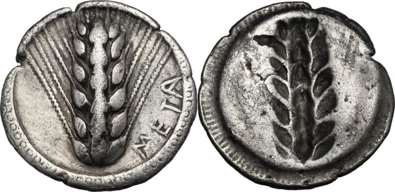 Greek Italy. Southern Lucania, Metapontum. AR Stater, 510-470 BC. Six-grained ba...