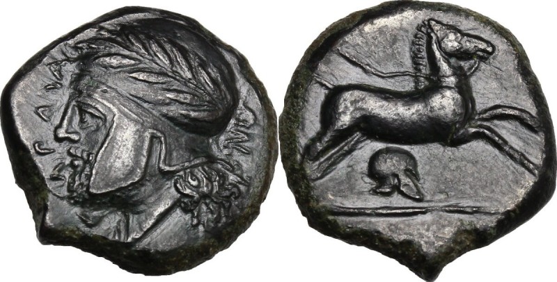 Sicily. Entella. Campanian Mercenaries. AE 18 mm. c. 307-305 BC. ΚΑΜΠΑΝΩΝ. Beard...