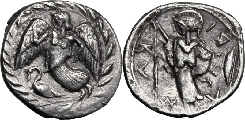 Sicily. Kamarina. AR Litra, 461-435 BC. Nike flying left; below, swan; all withi...