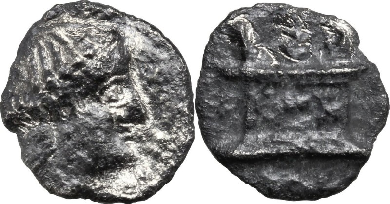 Sicily. Kimissa. AR Litra, c. 350-300 BC. Laureate head of Homonoia right, weari...