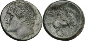 Sicily. Syracuse. Hieron II (275-216 BC.). AE 26 mm. Diademed head left. / Horseman riding right, holding spear; [ΙΕΡΟΝΩΣ] in exergue. CNS II 193; SNG...