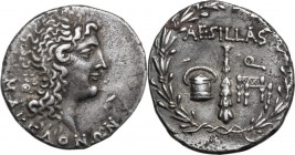 Continental Greece. Macedon. Under Roman Rule. AR Tetradrachm, Aesillas quaestor, c. 95-70 BC. Head of the deified Alexander the Great right; behind, ...