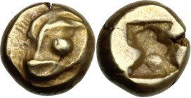 Greek Asia. Ionia, Phokaia. EL 1/24 Stater, c. 625-550 BC. Head of seal left. / Quadripartite incuse square. Bodentstedt 2,2; Weber 6066. EL. 0.61 g. ...