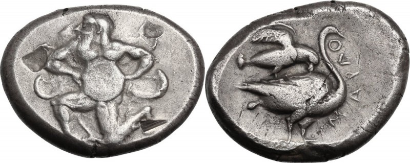 Greek Asia. Cilicia, Mallos. AR Stater, c. 440-385 BC. Bearded male, winged, in ...