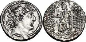 Greek Asia. Syria, Seleucid Kings. Philip I Epiphanes Philadelphos (94-75 BC). AR Tetradrachm, Antioch mint. Diademed head right. / Zeus seated left, ...