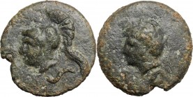 Dioscuri/ Mercury series. AE Cast Semis, c. 280-276 BC. Head of Minerva left, wearing Corinthian helmet; below, S. / Female head left; below, S. Cr. 1...
