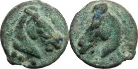 Apollo/Apollo series. AE Cast Triens, c. 275-270 BC. Head of horse right; below, four pellets. / Head of horse left; below, four pellets. Cr. 18/3; Ve...
