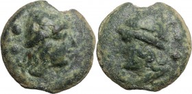 Apollo/Apollo series. AE Cast Sextans, c. 275-270 BC. Head of one of the Dioscuri right; behind, two pellets. / Same type left. Cr. 18/5; Vecchi ICC 3...