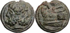 Janus/Prow to left libral series. AE Cast As, c. 225-217 BC. Laureate head of Janus. / Prow left; above, I. Cr. 36/1; Vecchi ICC 86; Haeb. pp. 52-53, ...