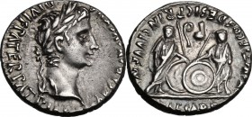 Augustus (27 BC - 14 AD). AR Denarius, 2 BC-14 AD. CAESAR AVGVSTVS DIVI F PATER PATRIAE. Laureate head right. / C.L. CAESARES AVGVSTI F. COS. DESIG. P...