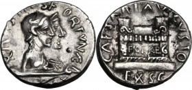 Augustus (27 BC-14 AD). AR Denarius. Q. Rustius moneyer, c. 19-16 BC. Q. R[VSTIV]S FORTVNAE [ANTIAT]. Conjoined busts of Fortuna Victrix and Fortuna F...