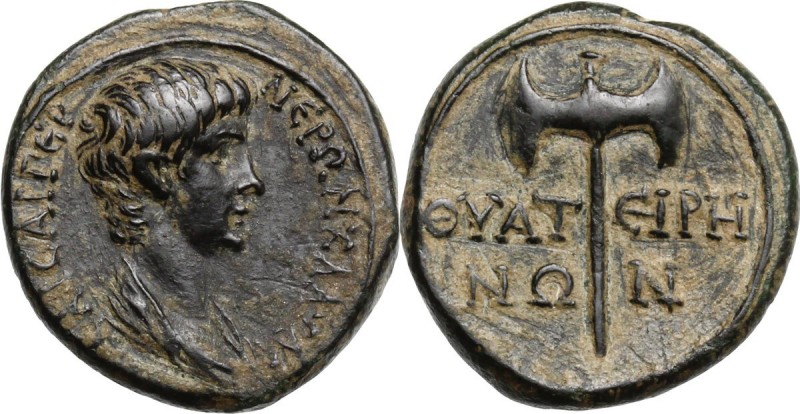 Nero as Caesar (50-54). AE 17 mm. Struck under Claudius. Thyateira mint, Lydia. ...