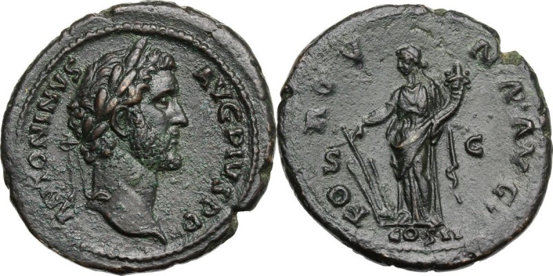 Antoninus Pius (138-161). AE As, 139 AD. ANTONINVS AVG PIVS P P. Laureate bust r...