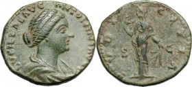 Lucilla, wife of Lucius Verus (died 183 AD). AE As. LVCILLAE AVG ANTONINI AVG F. Draped bust right. / PVDICITIA SC. Pudicitia standing left, holding v...