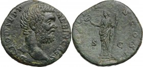 Clodius Albinus (193-197). AE Sestertius, 194-195 AD. D CLOD SEPT ALBIN CAES. Bare head right. / FELICITAS COS II SC. Felicitas standing left, holding...