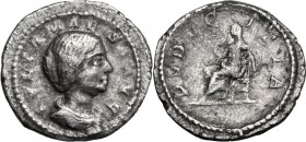 Julia Maesa, sister of Julia Domna (died 225 AD). AR Quinarius, struck under Elagabalus, Rome mint. IVLIA MAESA AVG. Draped bust right. / PVDICITIA. P...