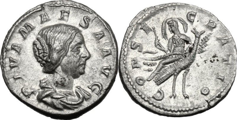 Julia Maesa, sister of Julia Domna (died 224 AD). AR Denarius, Antioch mint. Str...