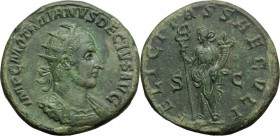 Trajan Decius (249-251). AE Double Sestertius, Rome mint, 250 AD. IMP C M Q TRAIANVS DECIVS AVG. Radiate and cuirassed bust right, seen from the front...