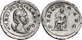 Herennia Etruscilla, wife of Trajan Decius (249-251 AD). AR Antoninianus, struck under Trajan Decius. HER ETRVSCILLA AVG. Diademed and draped bust rig...