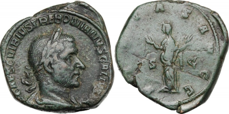 Trebonianus Gallus (251-253). AE Sestertius, Rome mint. [IM]P CAES C VIBIVS TREB...