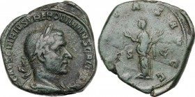 Trebonianus Gallus (251-253). AE Sestertius, Rome mint. [IM]P CAES C VIBIVS TREBONIANVS GALLVS. Laureate, draped and cuirassed bust right. / PIETAS AV...