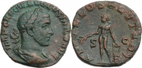 Volusian (251-253). AE Sestertius. IMP CAE C VIB VOLVSIANO AVG. Laureate, draped and cuirassed bust right. / APOLLO SALVTARI SC. Apollo standing facin...