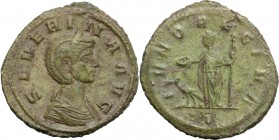 Severina, wife of Aurelian (270-275 AD). AE As, Rome mint. SEVERINA AVG. Diademed and draped bust right. / IVNO REGINA. Juno standing left, holding pa...