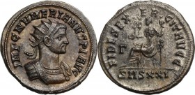 Numerian (283-284). BI Antoninianus, Siscia mint. IMP C NVMERIANVS PF AVG. Radiate and cuirassed bust right. / FIDES EXERCIT AVGG. Fides seated left, ...