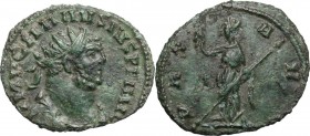 Carausius (287-293). BI Antoninianus, Londinium mint. IMP CARAVSIVS PF AVG. Radiate, draped and cuirassed bust right. / PAX AVG. Pax standing left, ho...