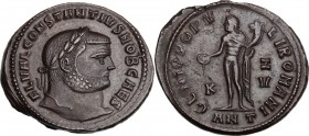 Constantius I as Caesar (293-305). AE Follis, Antioch mint, c. 300-301 AD. FL VAL CONSTANTIVS NOB CAES. Laureate head right. / GENIO POPVLI ROMANI. Ge...