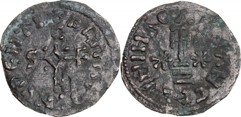 The Lombards at Salerno. Siconulf, Usurper in Salerno (839-849). AR Denarius. + ...