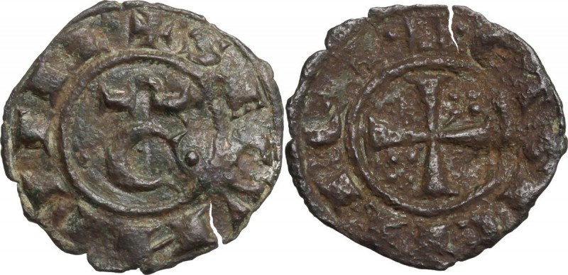 Corrado II ( Corradino) (1254-1258). Denaro, Brindisi o Messina. Lettera C (Conr...