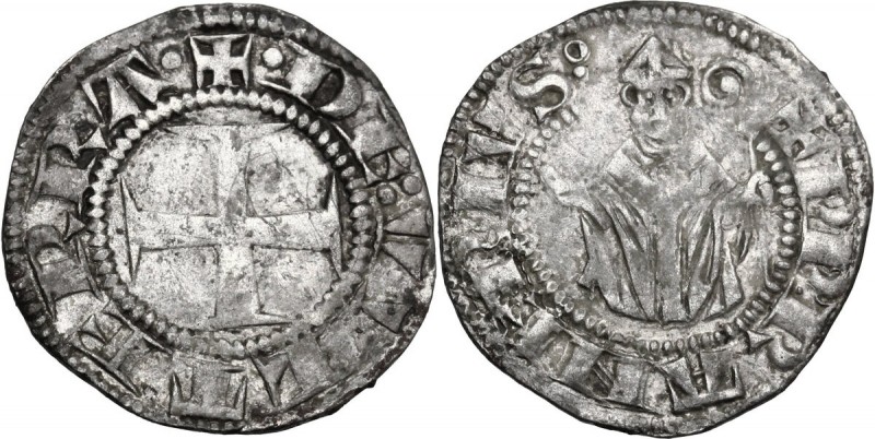 Berignone. Ranieri III Belforti Vescovo di Volterra (1301-1321). Grosso da 6 den...